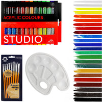 Set akrilnih boja Phoenix 24 x 12 ml s četkicama i paletom