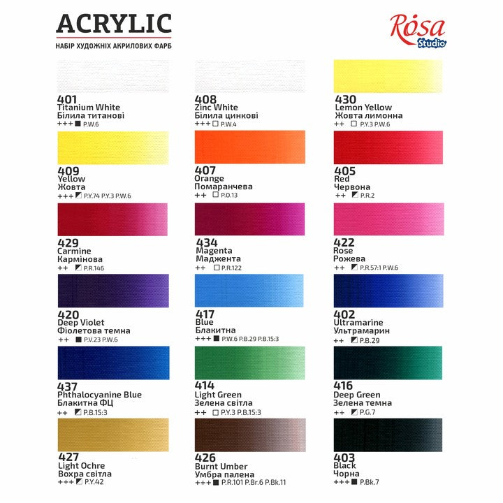 Set akrilnih boja ROSA STUDIO | 18x20 ml — slika 6