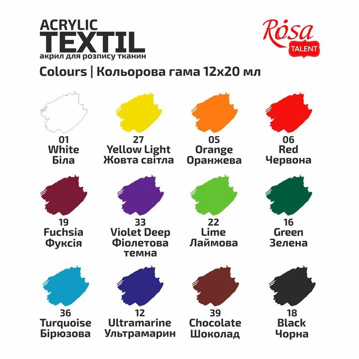 Detaljan prikaz boja iz seta za tekstil STYLE, ROSA TALENT