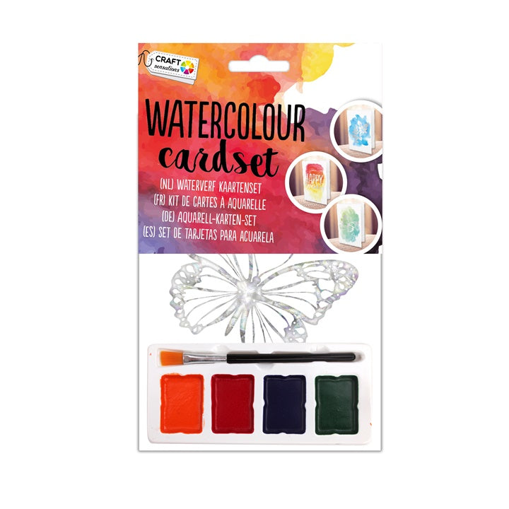Set akvarel boja i razglednica Craft Sensations od 17 dijelova za kreativno slikanje i izradu čestitki.