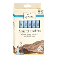 Set od 7 akvarel flomastera Nassau Earth Collection u zemljanim tonovima za umjetničko slikanje.