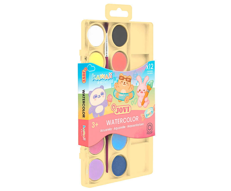 Set akvarelnih boja JOVI Kawaii 22 mm - 12 kom sa kistom