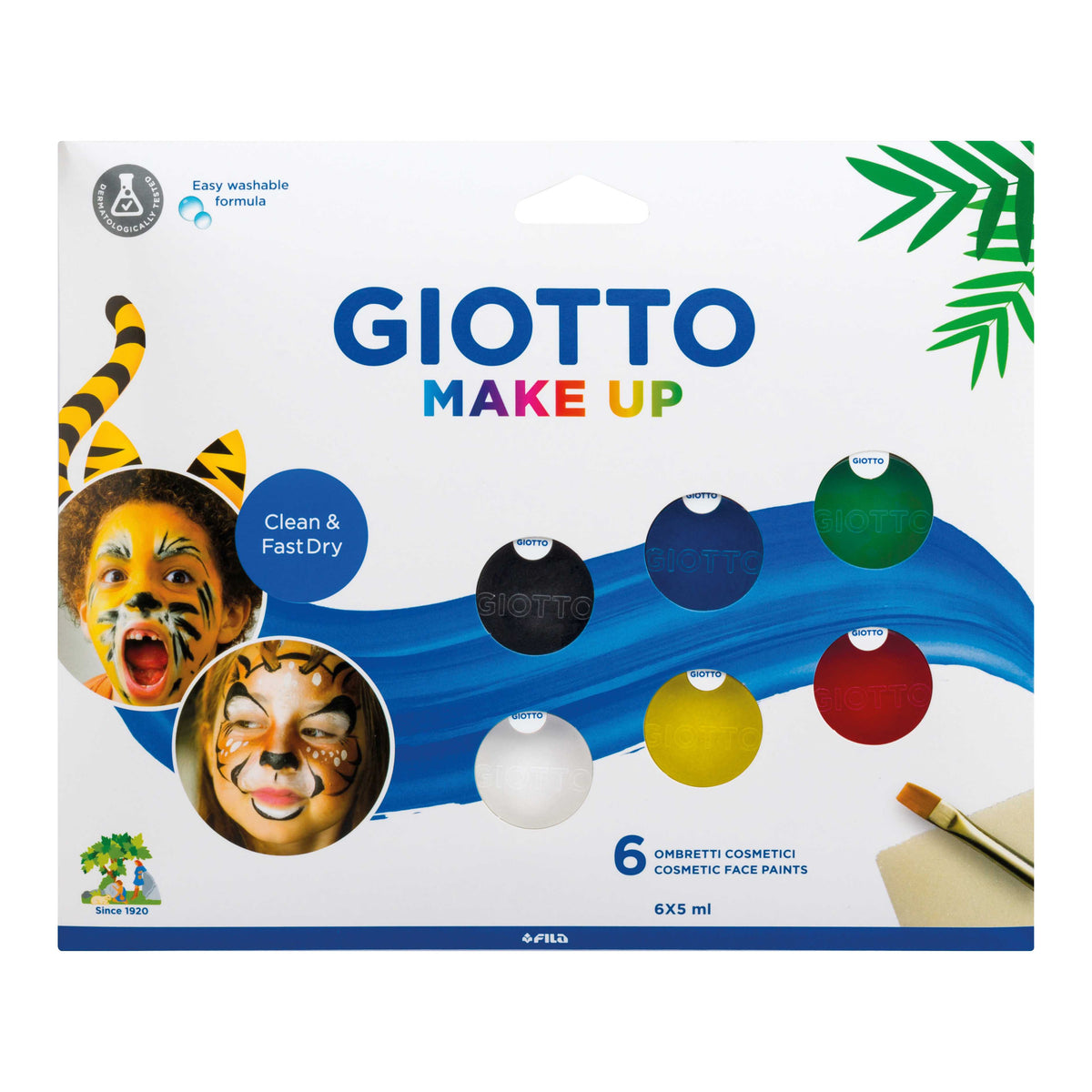 Set boja za lice GIOTTO Make Up 6 x 5 ml s kistom i spužvicom