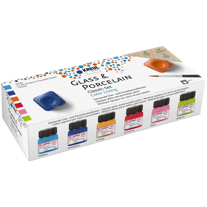 Set boja za staklo i porculan KREUL 6 x 20 ml + kist — slika 1