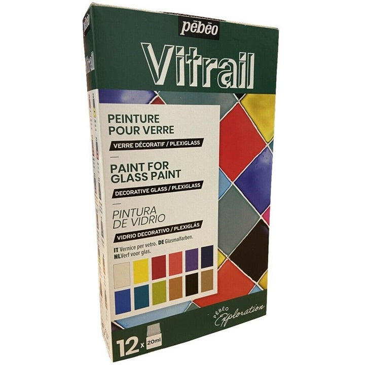 Set boja za staklo Pebeo Vitrail 12 x 20 ml