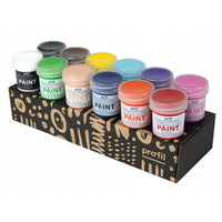 Set od 12 Profil boja za svijetli tekstil u bočicama od 25 ml, osnovne nijanse za kreativno oslikavanje tkanina.