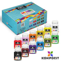 Set boja za tekstil i kožu MAMBO Kompozit sa 12 bočica od 20 ml u kutiji