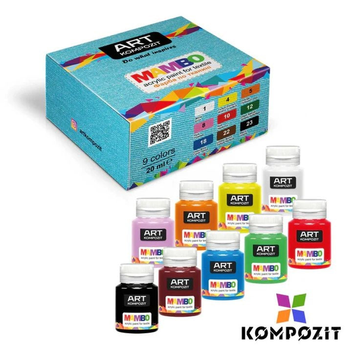 Set boja za tekstil i kožu MAMBO Kompozit 9x20 ml u originalnom pakovanju