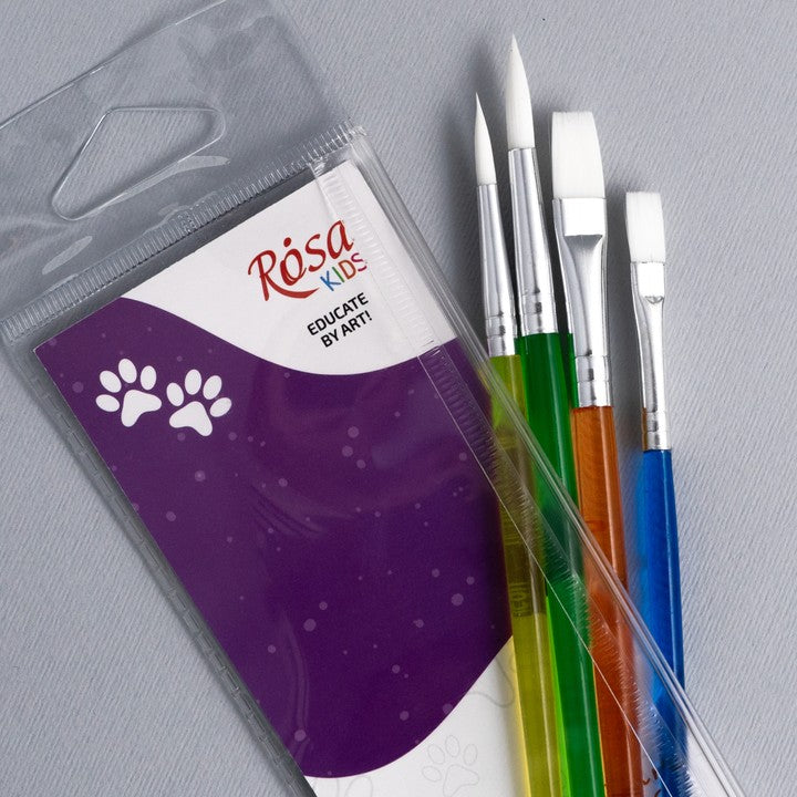 Set četkica ROSA Kids 4 kom sintetičkih | okrugle br. 6, 8, ravne br. 6, 10 — slika 4