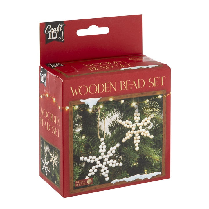 Set drvenih perli XMAS STARS u obliku zvjezdica za kreativno ukrašavanje i izradu novogodišnjih ukrasa.