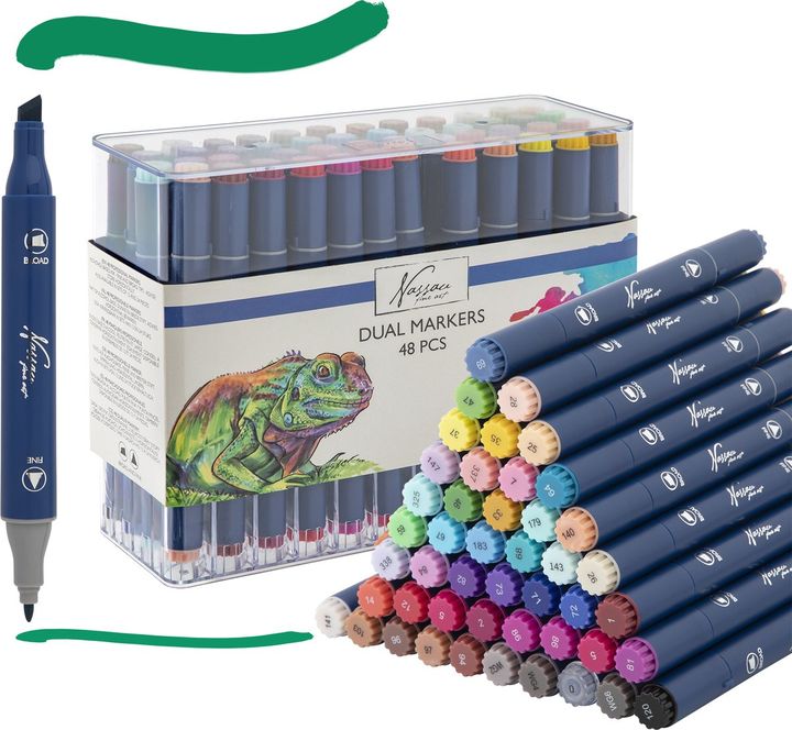 Set dvostranih markera NASSAU 48 kom — slika 2