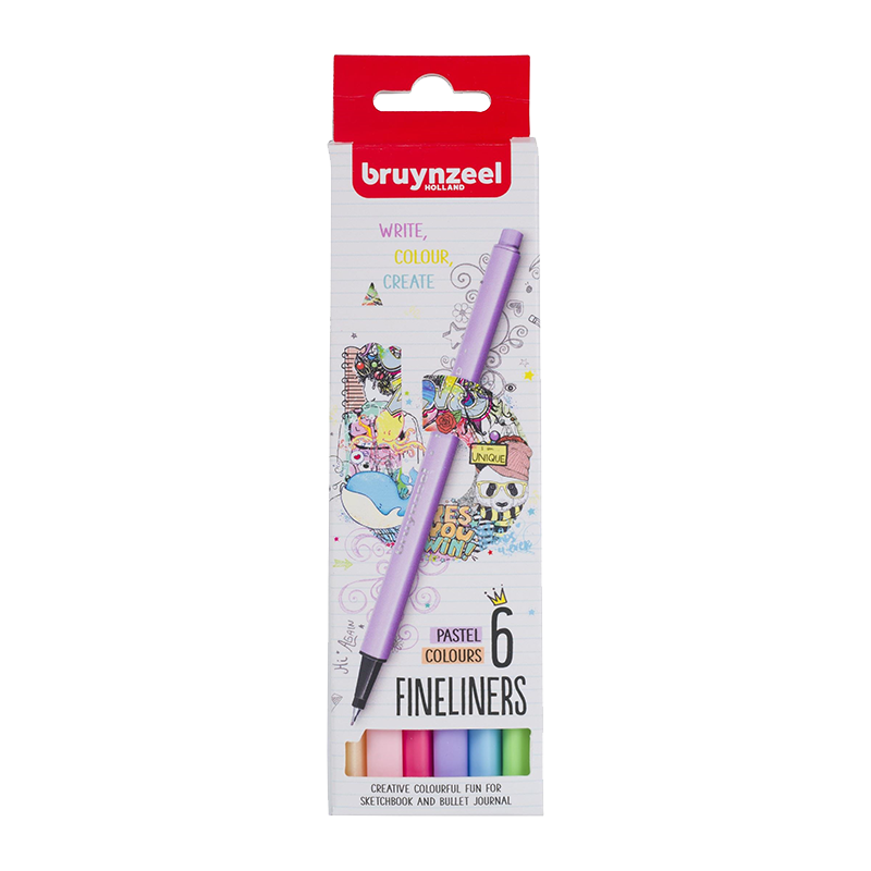 Set finelinera Bruynzeel pastelni – 6 kom / 0,4 mm