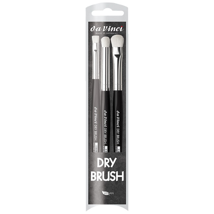 Set od tri da Vinci Dry Brush kista za precizno sjenčanje i umjetničke tehnike suhog kista.