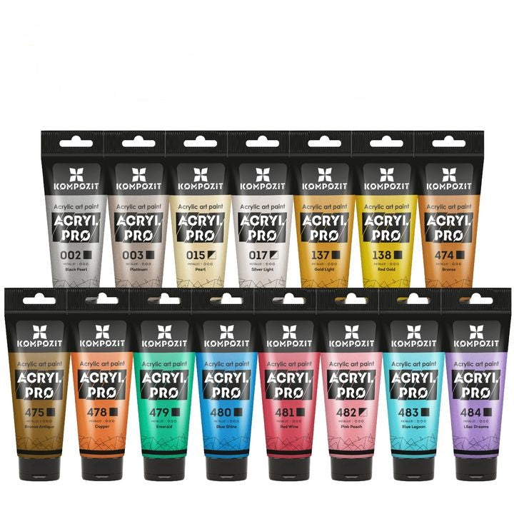 Set metalik akrilnih boja ACRYL PRO Kompozit 15x75 ml u originalnom pakovanju