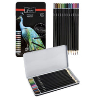 Set od 12 metalik olovaka Nassau Fine Art za crtanje i umjetničko izražavanje.