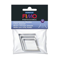 Set od tri metalna kalupa za sječenje FIMO u obliku dijamanta za oblikovanje polimerne gline.