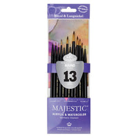 Set od 13 okruglih Royal and Langnickel Majestic kistova za slikanje različitih veličina.