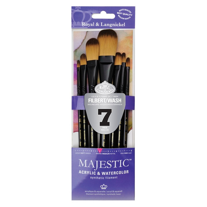 Set od 7 ovalnih kistova Royal and Langnickel Majestic za precizno slikanje i nanošenje boja.