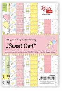 Set papira za scrapbooking Sweet Girl dimenzija 21 x 29.7 cm sa nježnim motivima za kreativno ukrašavanje.