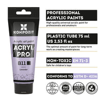 Prikaz teksture i nijansi ACRYL PRO Kompozit pastelnih akrilnih boja na papiru