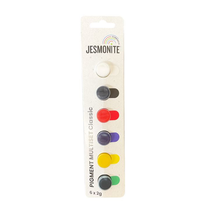 Set od 6 Jesmonite pigmenata od po 2 g u klasičnim nijansama za bojenje kreativnih masa.