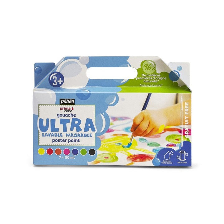 Set od sedam Pebeo ULTRA plakatnih boja u bočicama od 60 ml, idealno za umjetničke projekte.