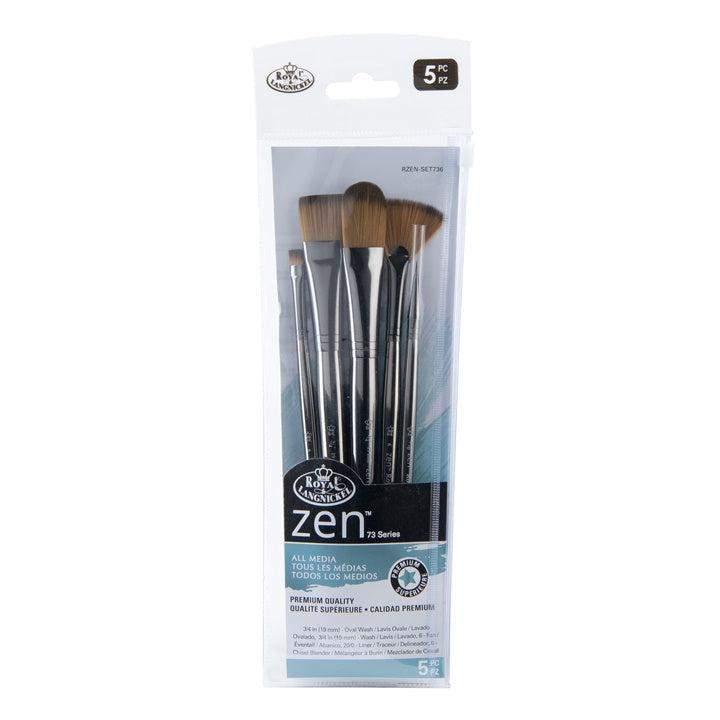 Set od pet Royal and Langnickel Zen 73 kistova različitih oblika za slikanje.