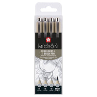 Set tehničkih olovaka Sakura Pigma Micron 3 fineliners a brush pen | sive nijanse — slika 1