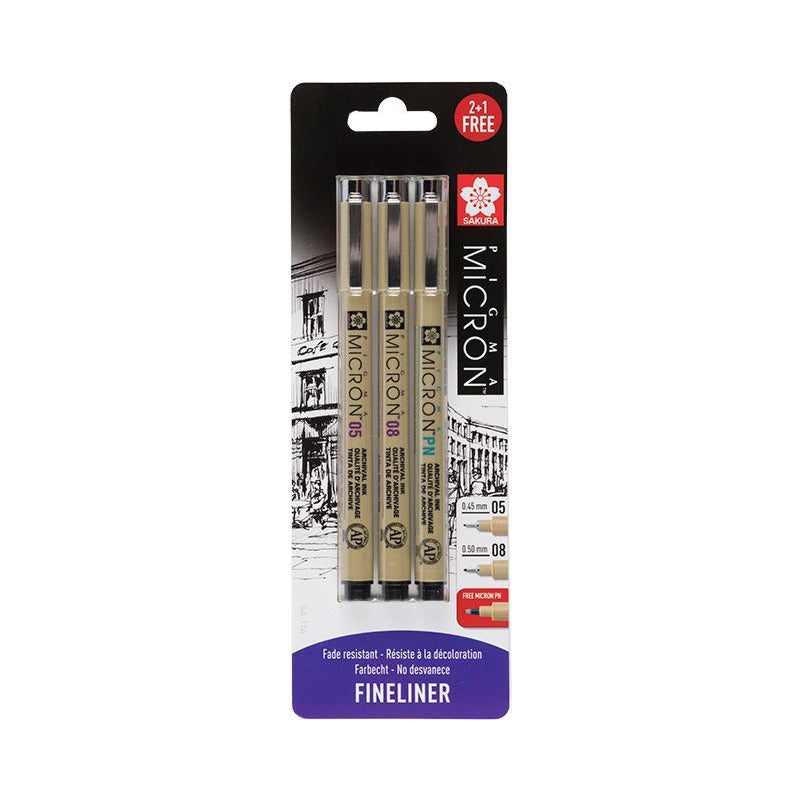 Set tehničkih olovaka Sakura Pigma Micron 3 kom – crne