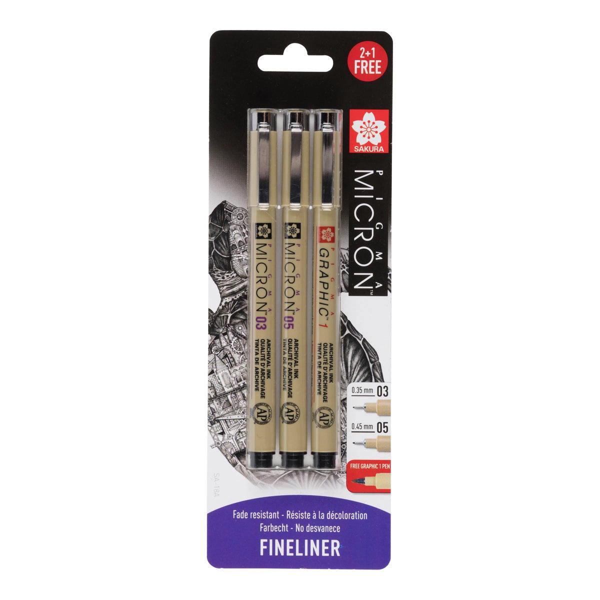 Set tehničkih olovaka SAKURA Pigma Micron i Graphic 3 kom