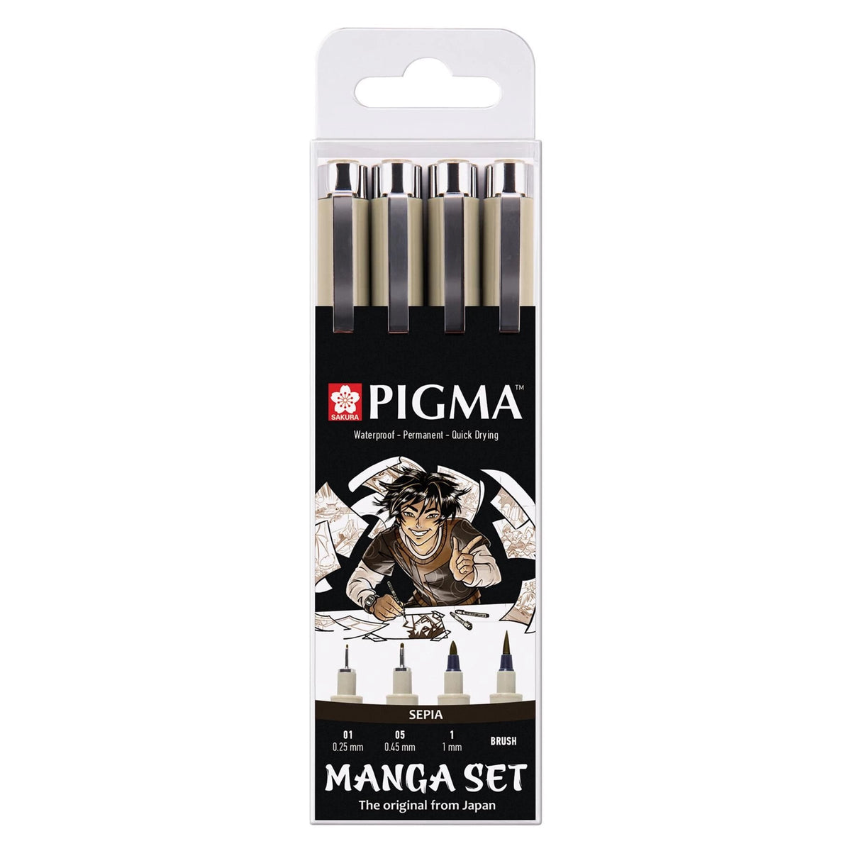 Set tehničkih pera Sakura Pigma Micron Manga Sepia - 4 komada