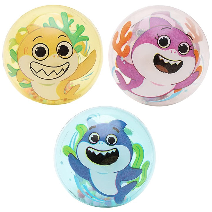 Set od tri šarene Baby Sharks svjetleće loptice za kreativnu igru i senzornu stimulaciju djece.