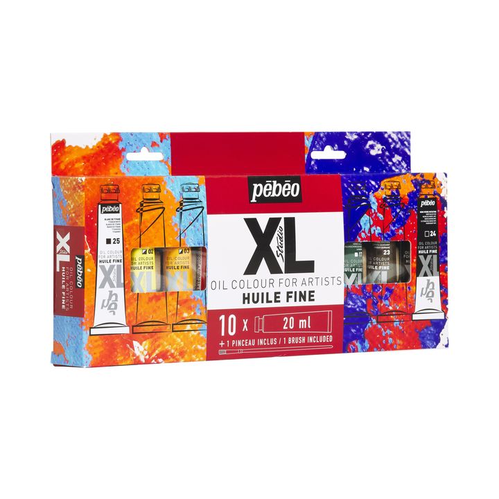 Kvalitetne Pebeo STUDIO XL uljane boje u setu od 10 komada sa priloženim kistom.