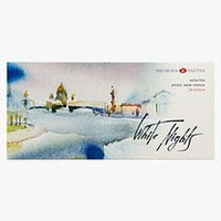 Set White Nights akvarel boja sa 24 polusuhe kockice od 2.5ml u metalnoj kutiji za profesionalno slikanje.