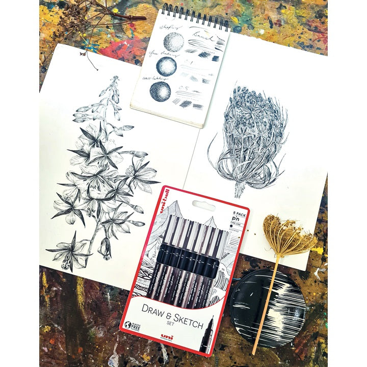 Set UNI PIN fineliner markera Draw and Sketch 8 kom — slika 4
