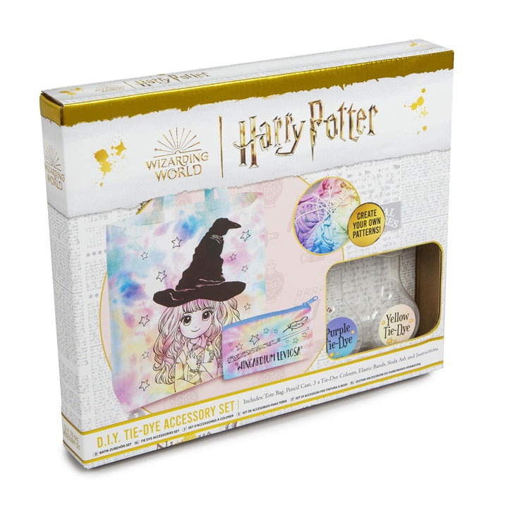 Set za batik Harry Potter sa bojama i priborom za kreativno ukrašavanje tkanina sa motivima iz svijeta čarobnjaka.
