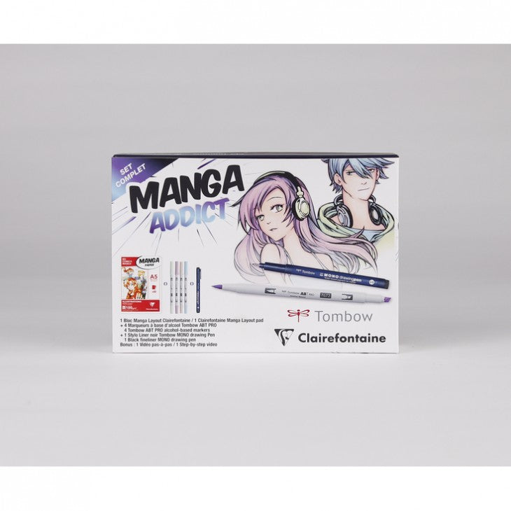 Set za crtanje mange CLAIREFONTAINE Manga Addict Tombow A5 - 50 listova