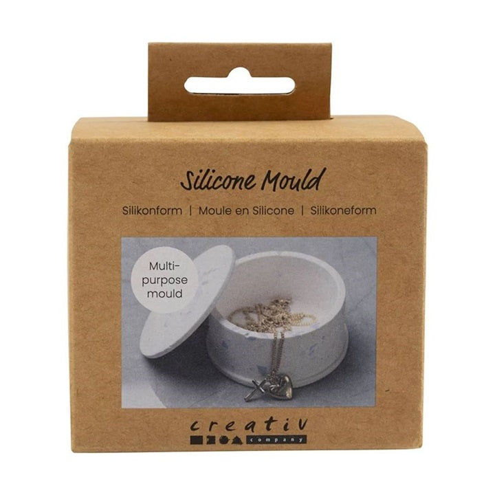 Silikonski kalup za izradu ukrasne posude sa poklopcem, idealan za kreativne projekte i rad sa smolom ili gipsom.