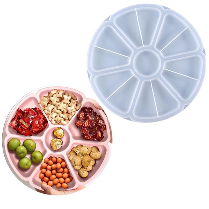 Silikonski kalup za izradu dekorativnog poslužavnika od epoksidne smole ili gipsa.