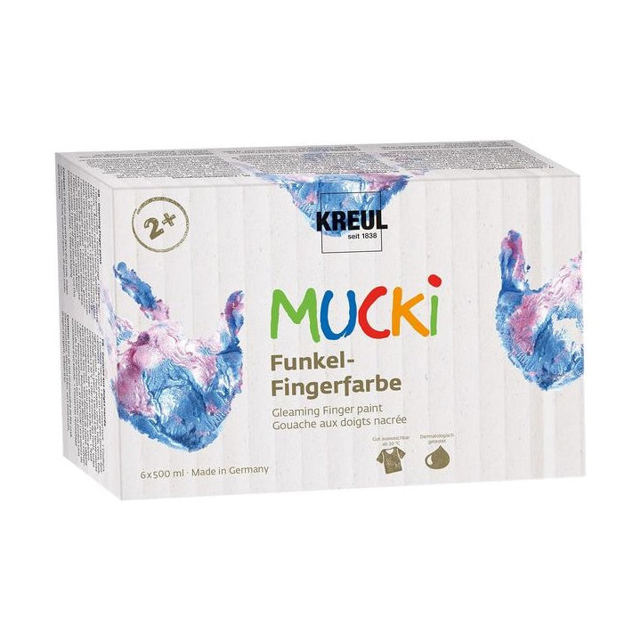 Sjajne dječje boje za prste MUCKI | set od 6 x 500 ml — slika 1