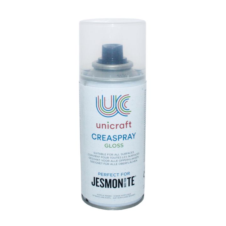 Sjajni lak u spreju UNICRAFT Creaspray 150 g za završnu obradu umjetničkih radova.