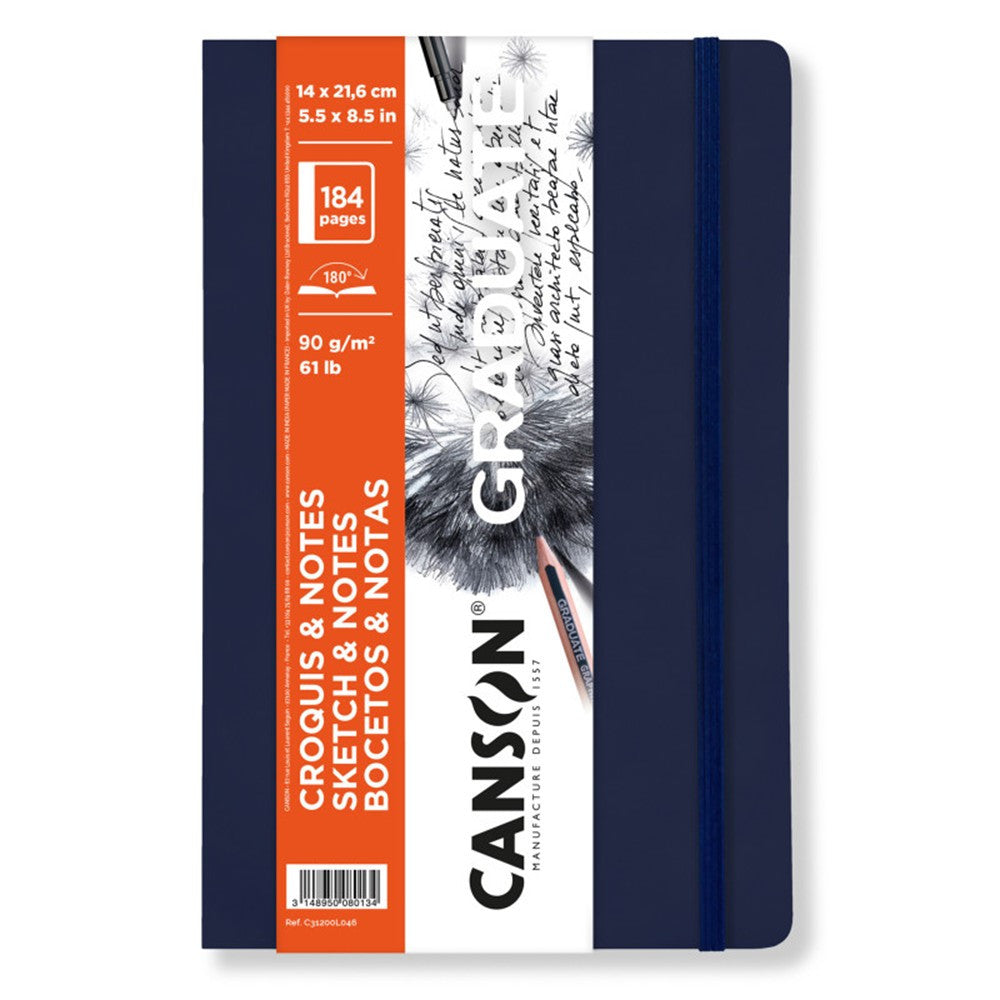 Skicen blok Canson Graduate Art Book 90 g/m², 184 lista, 14 x 21,6 cm, meki povez, Dark Blue