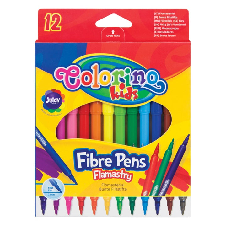 Pakovanje od 12 živopisnih Colorino školskih flomastera za crtanje i bojenje.
