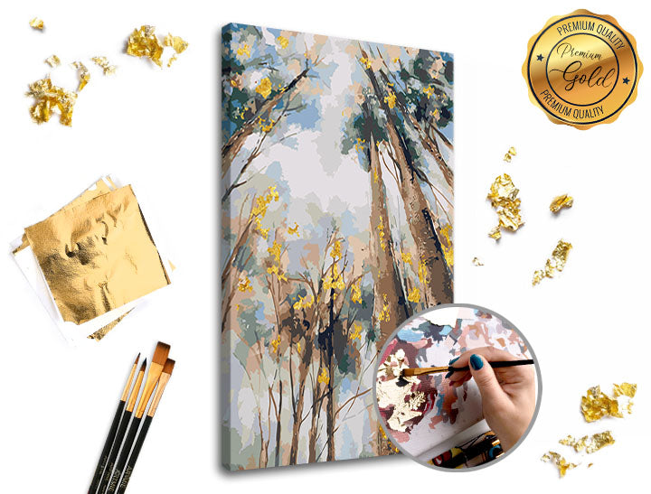 Detaljan prikaz motiva Među drvećem iz PREMIUM GOLD kolekcije za slikanje po brojevima
