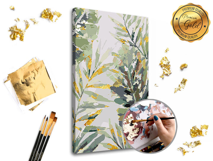 Set za slikanje po brojevima PREMIUM GOLD sa motivom bujne tropske prašume.