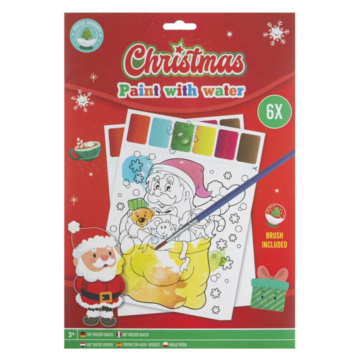 Slikanje vodom Božić A4 set za kreativno bojenje vodenim kistom sa prazničnim motivima.