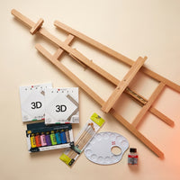 Slikarski starter set ARTMIE — platno, akrilne boje Kreul, kistovi Pebeo, paleta, lak i štafelaj