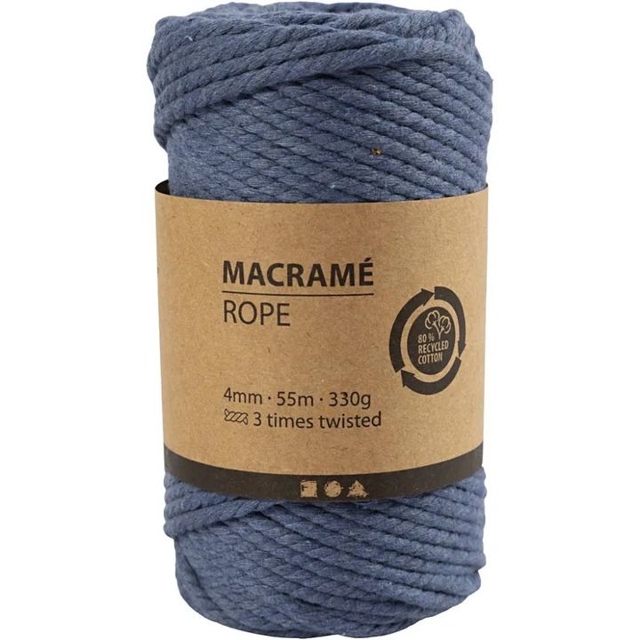 Makrame konac 4 mm x 55 m - izaberite boju – plava