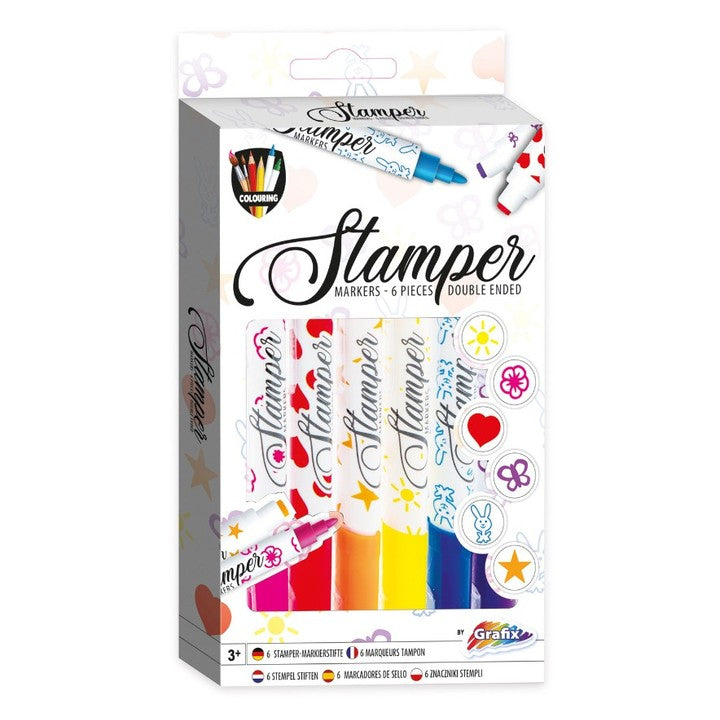 Stamper flomasteri 6 kom - Dvostruki set boja i pečata za djecu