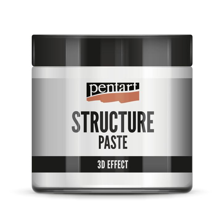 Bijela Pentart strukturna pasta u plastičnoj posudi od 500 ml za reljefne efekte na umjetničkim radovima.